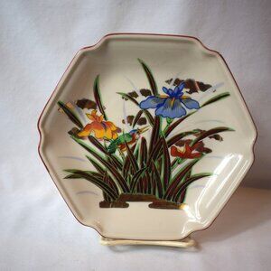 Vintage Andrea By Sadek Oriental Style Floral Bird Hexagon Plate